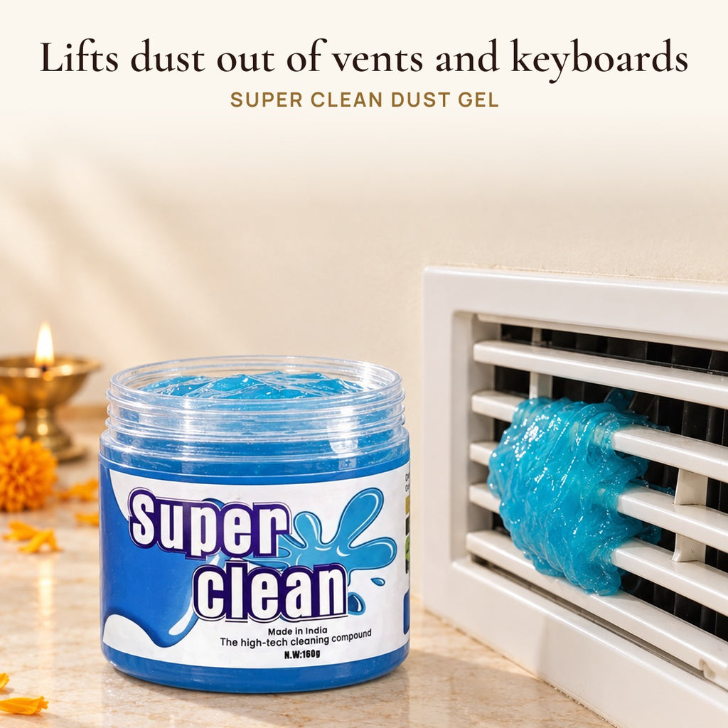 Super Clean Dust Gel: lifts dust out of vents and keyboards