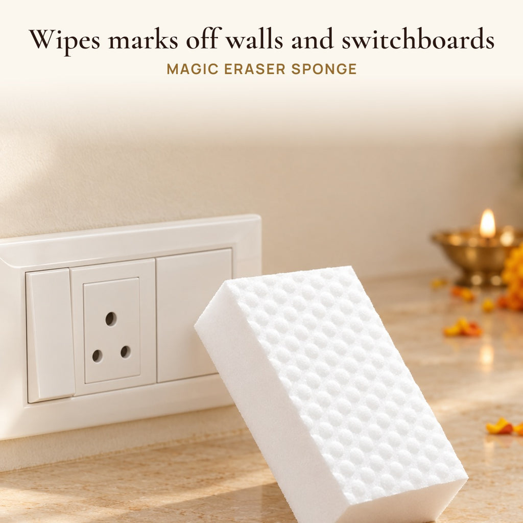 Magic Eraser Sponge: wipes marks off walls and switchboards