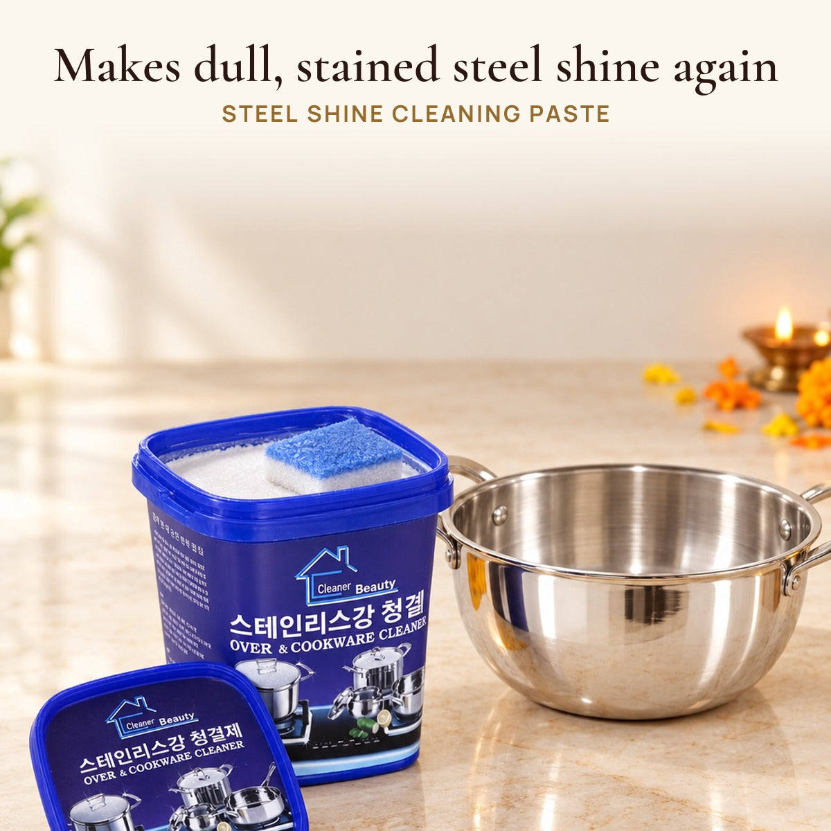 Steel Shine Cleaning Paste: makes dull, stained steel shine again