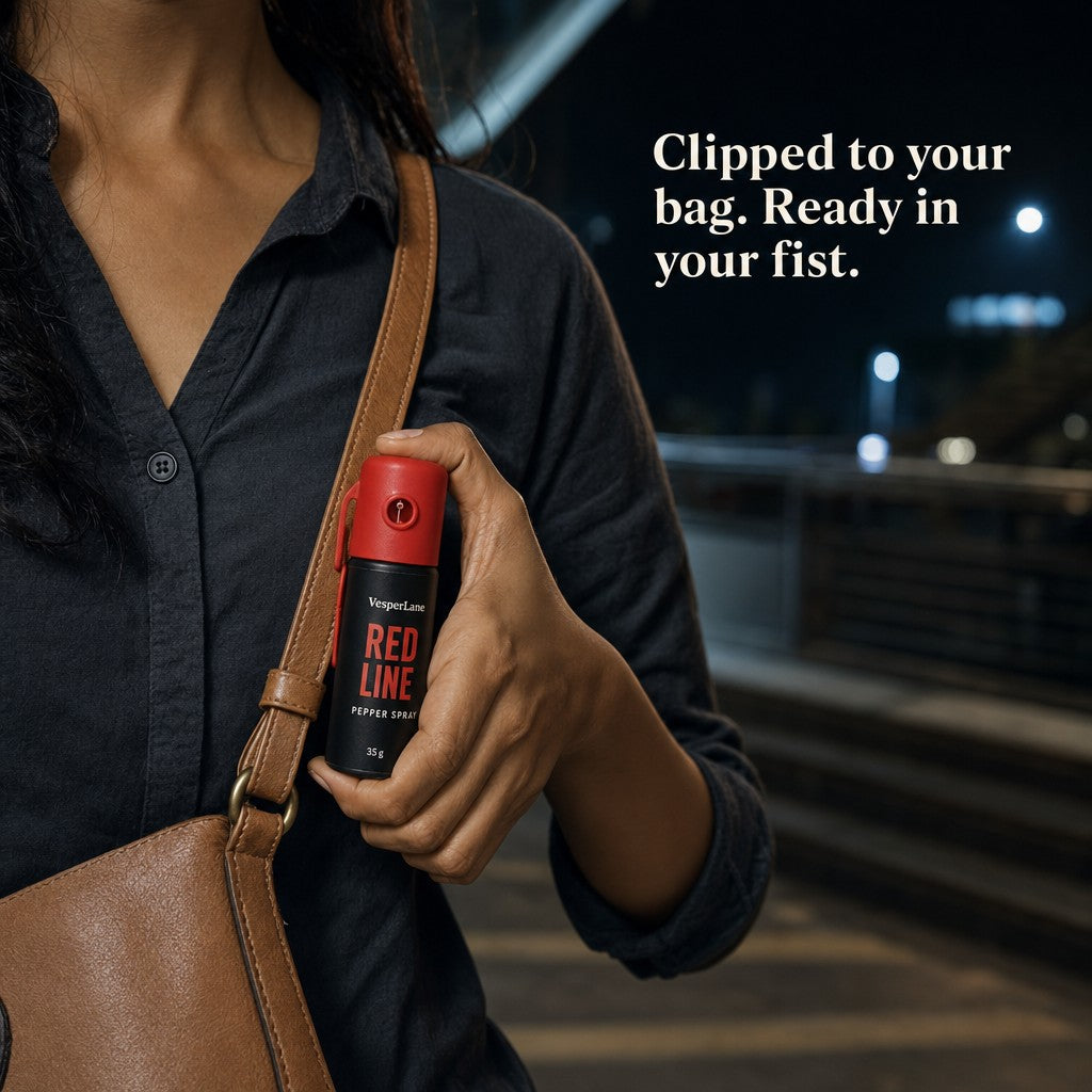 Clipped to your bag. Ready in your fist.