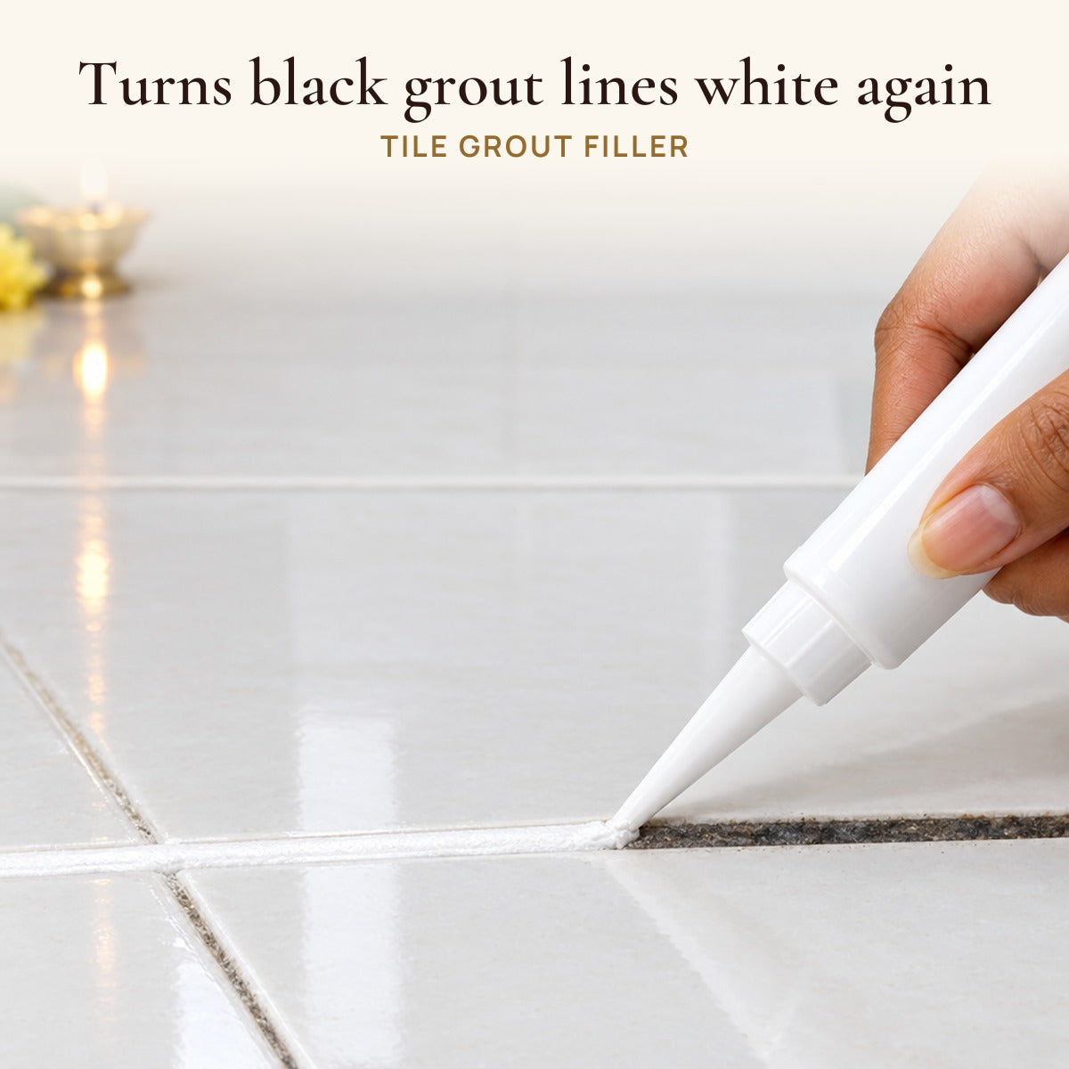 Tile Grout Filler: turns black grout lines white again