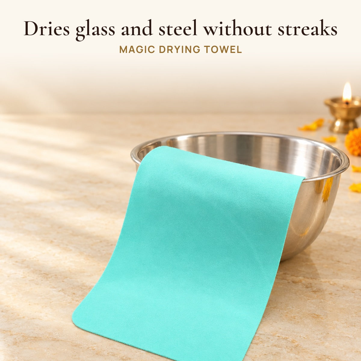 Magic Drying Towel: dries glass and steel without streaks