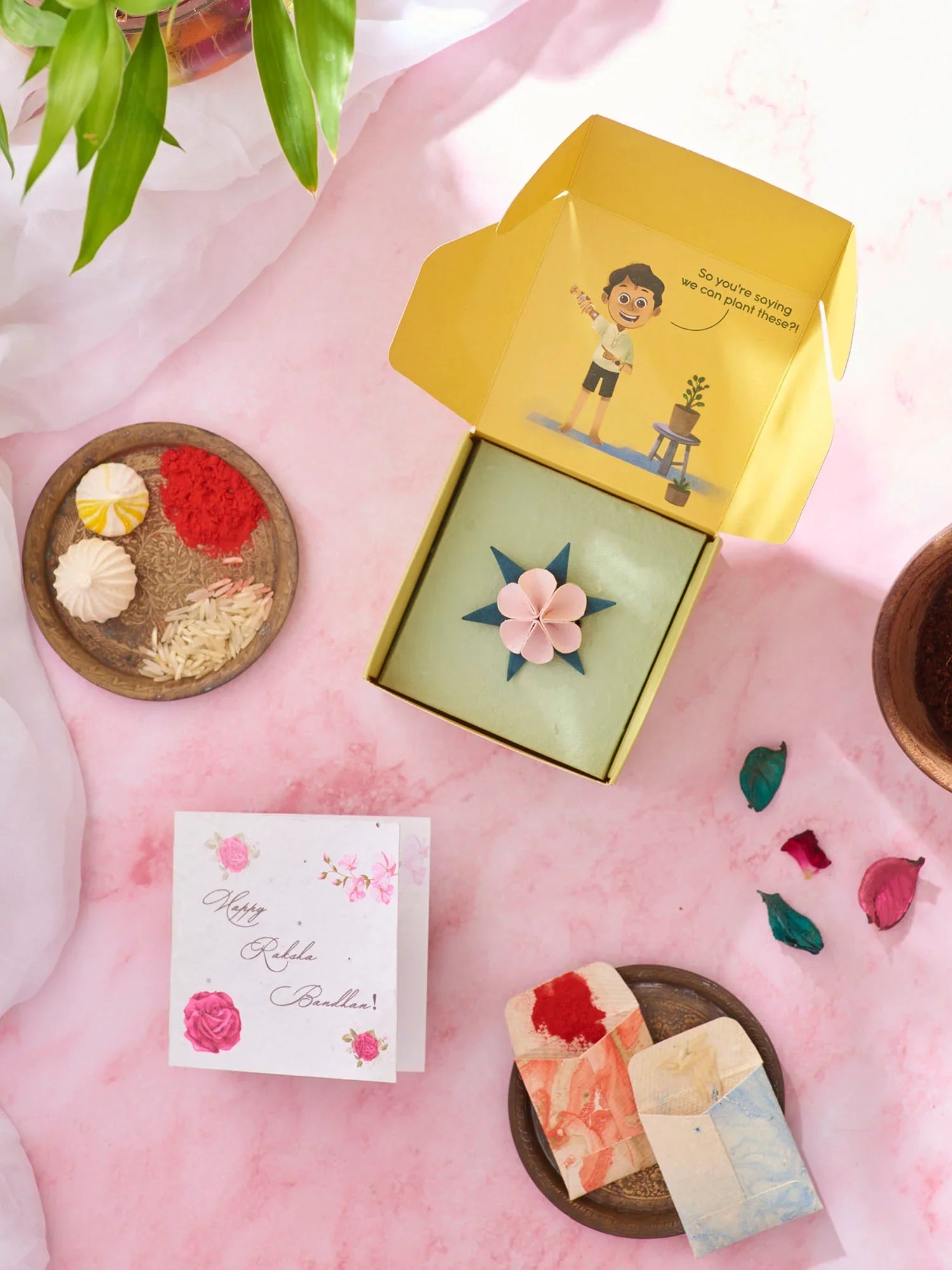 Blooming Tales Plantable Rakhi in Baby Pink