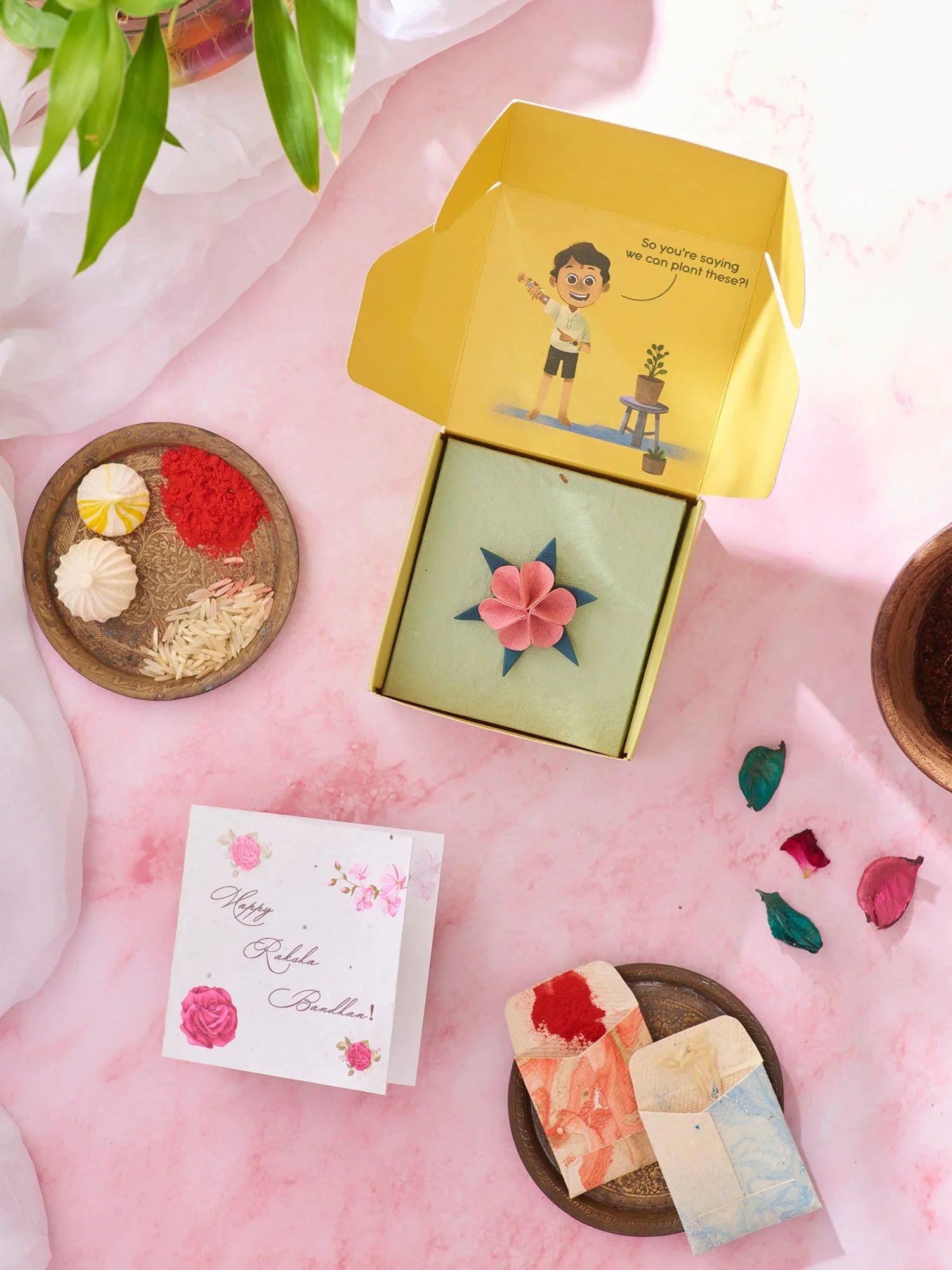 Blooming Tales Plantable Rakhi in Dark Pink
