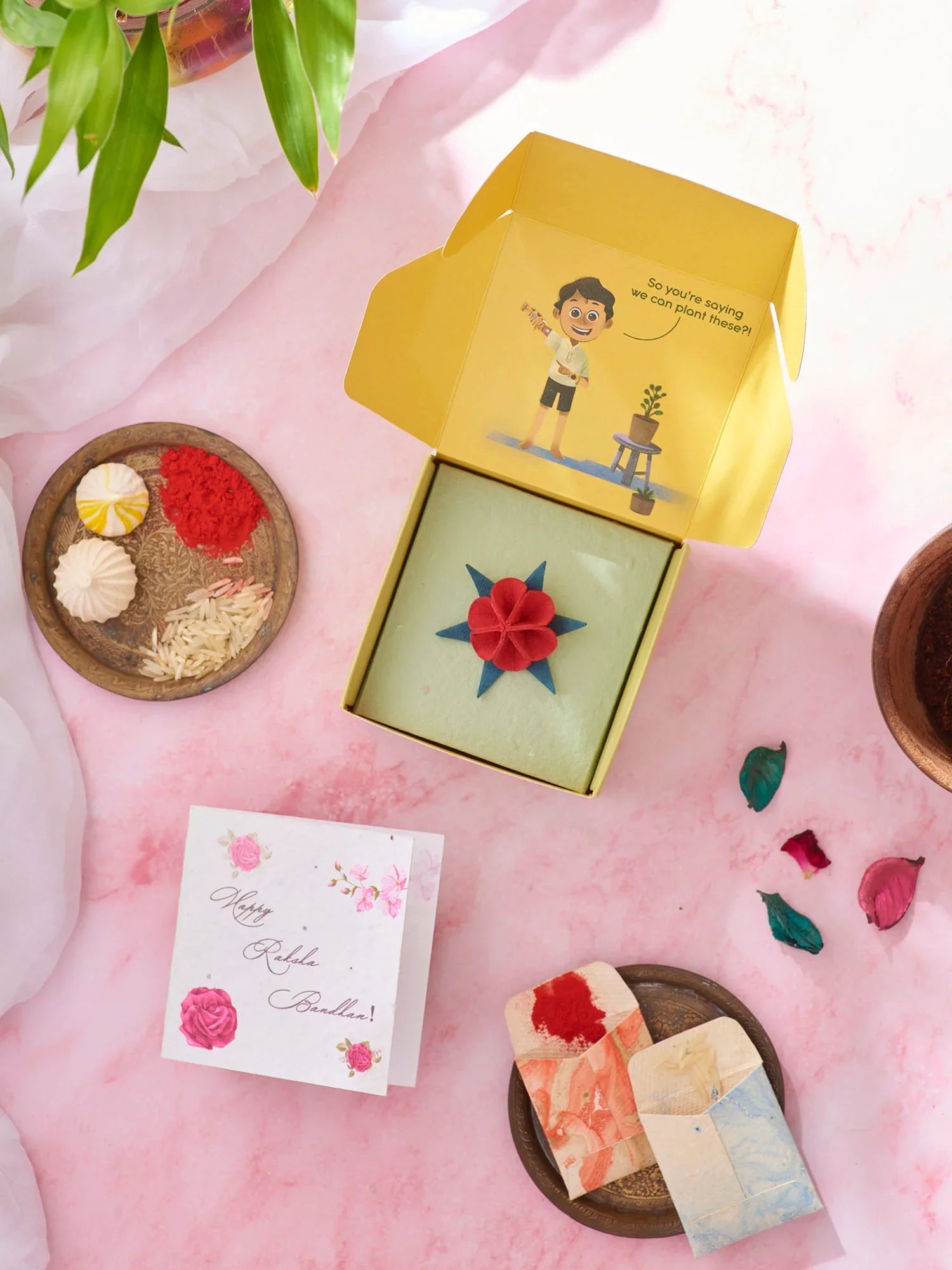 Blooming Tales Plantable Rakhi in Red