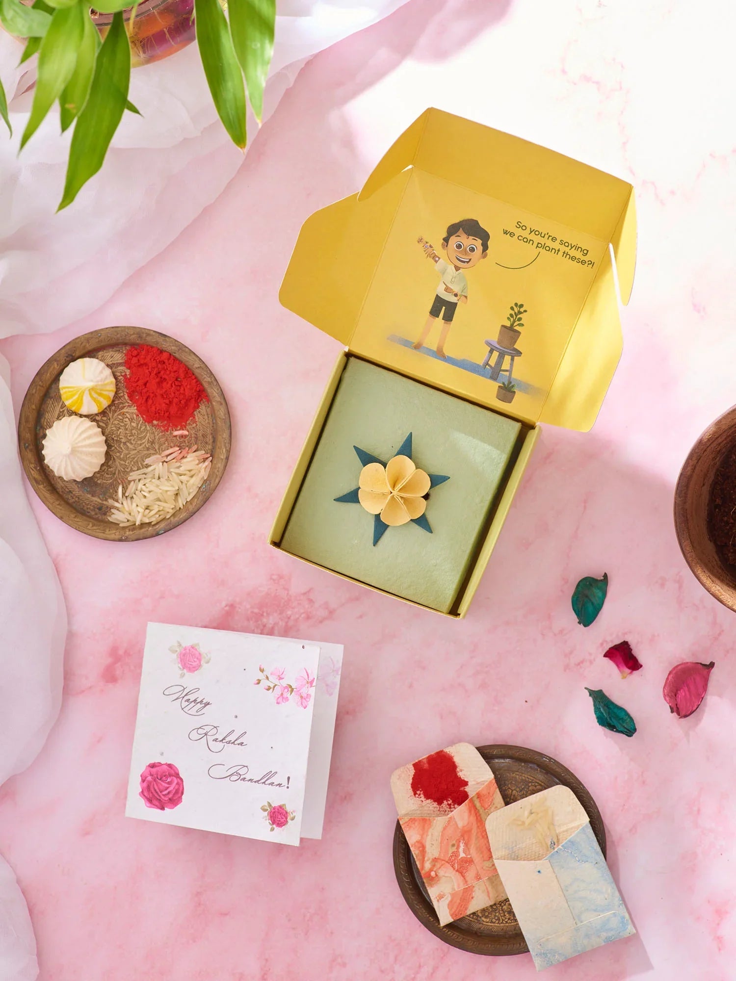 Blooming Tales Plantable Rakhi in Yellow