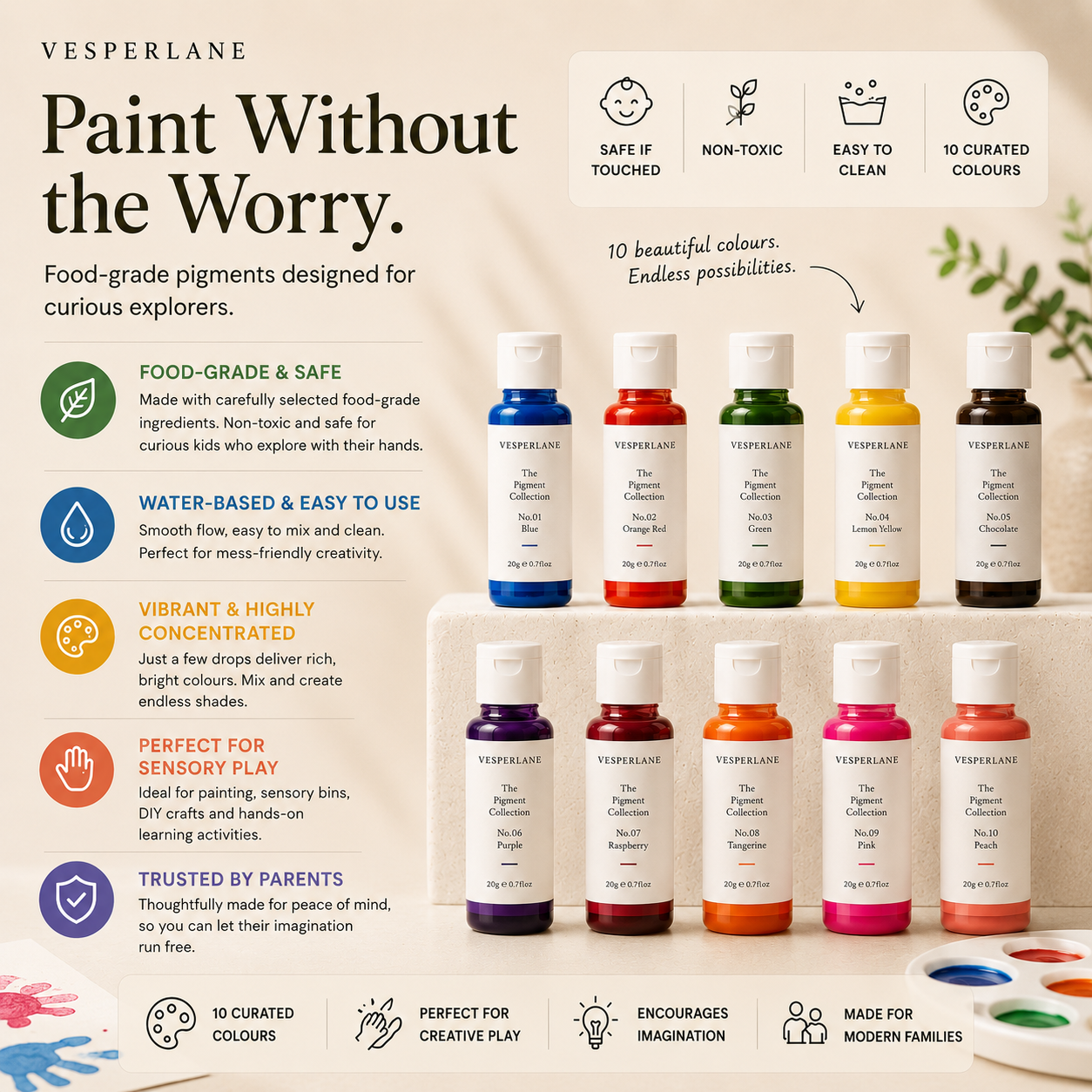 The VesperLane™ The Pigment Collection - Safe Edible Paint For Children