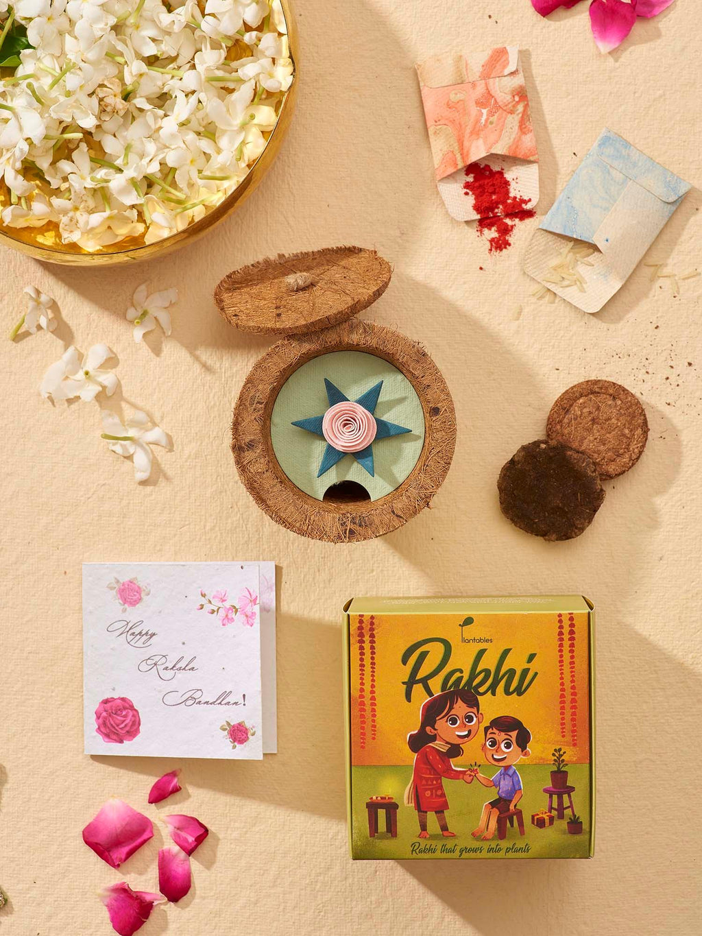 Plantable Rose Rakhi in Baby Pink