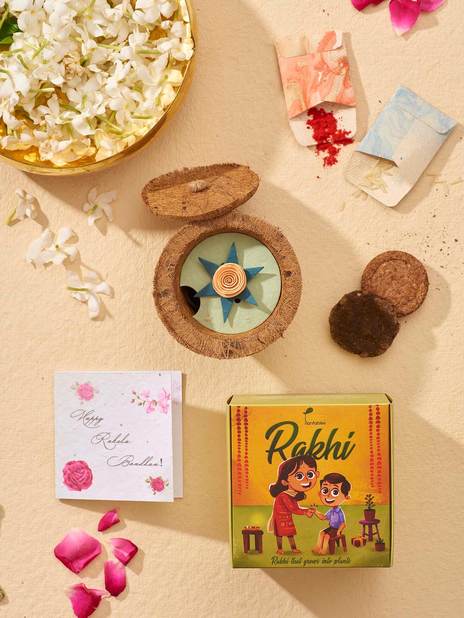 Plantable Rose Rakhi in Orange