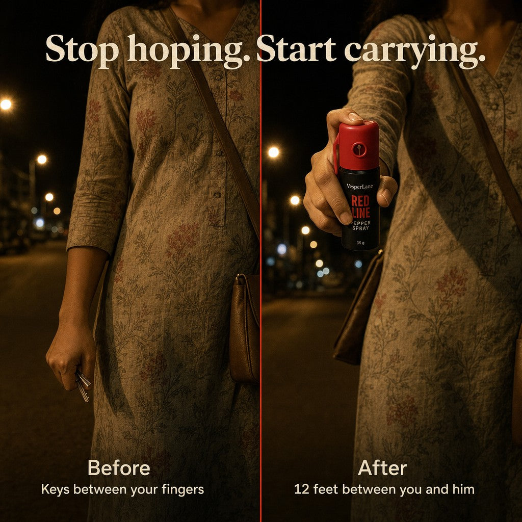 Before: keys between your fingers. After: 12 feet between you and him.