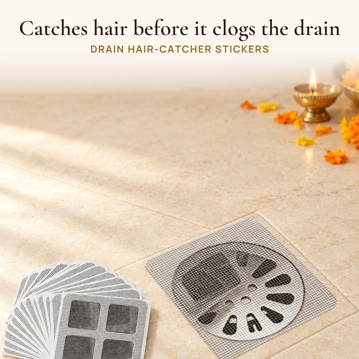 Drain Hair-Catcher Stickers: catches hair before it clogs the drain