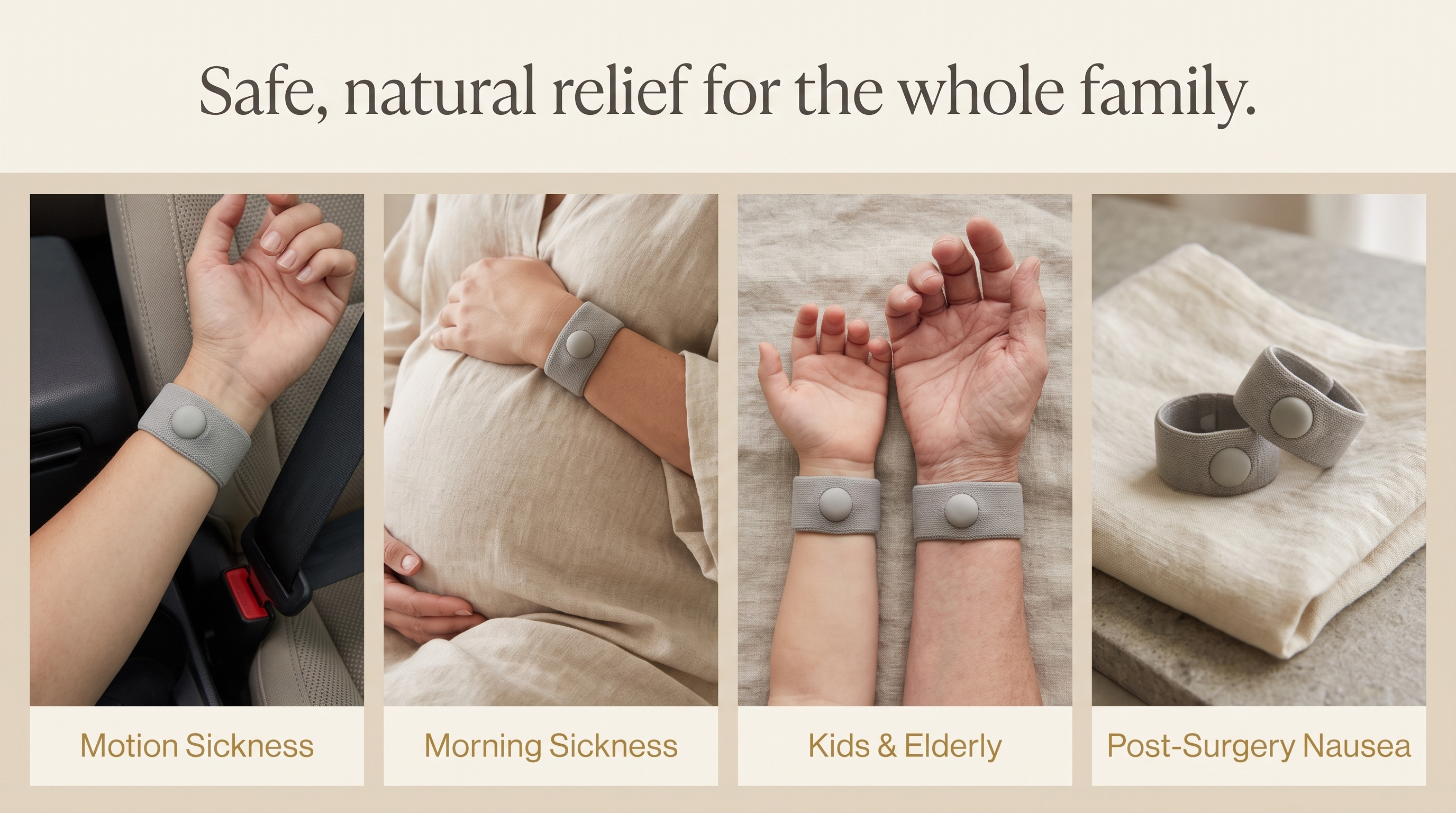 Safe natural relief for the whole family: motion sickness, morning sickness, kids and elderly, post-surgery