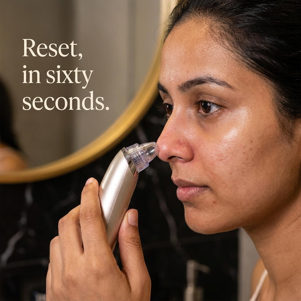 Using the Noir Clarity Wand on the nose, Indian skin