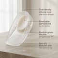 Feature callouts: silicone core, ventilation, cup wall, non-slip base