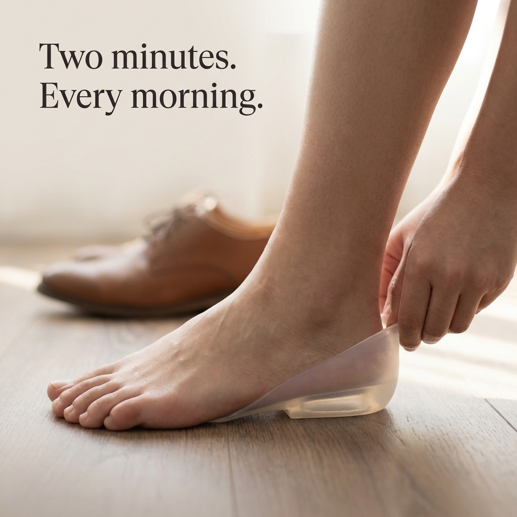 Two minutes every morning, putting on the insole