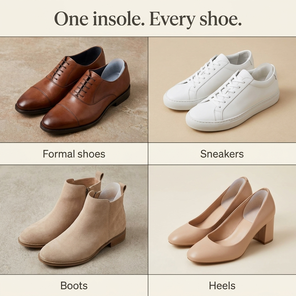 Versatility: formal shoes, sneakers, boots, heels