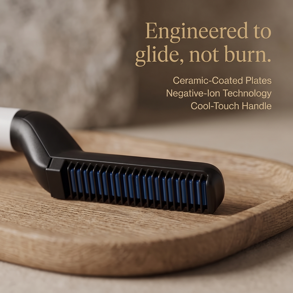 Trust and materials: ceramic-coated plates, negative-ion technology, cool-touch handle