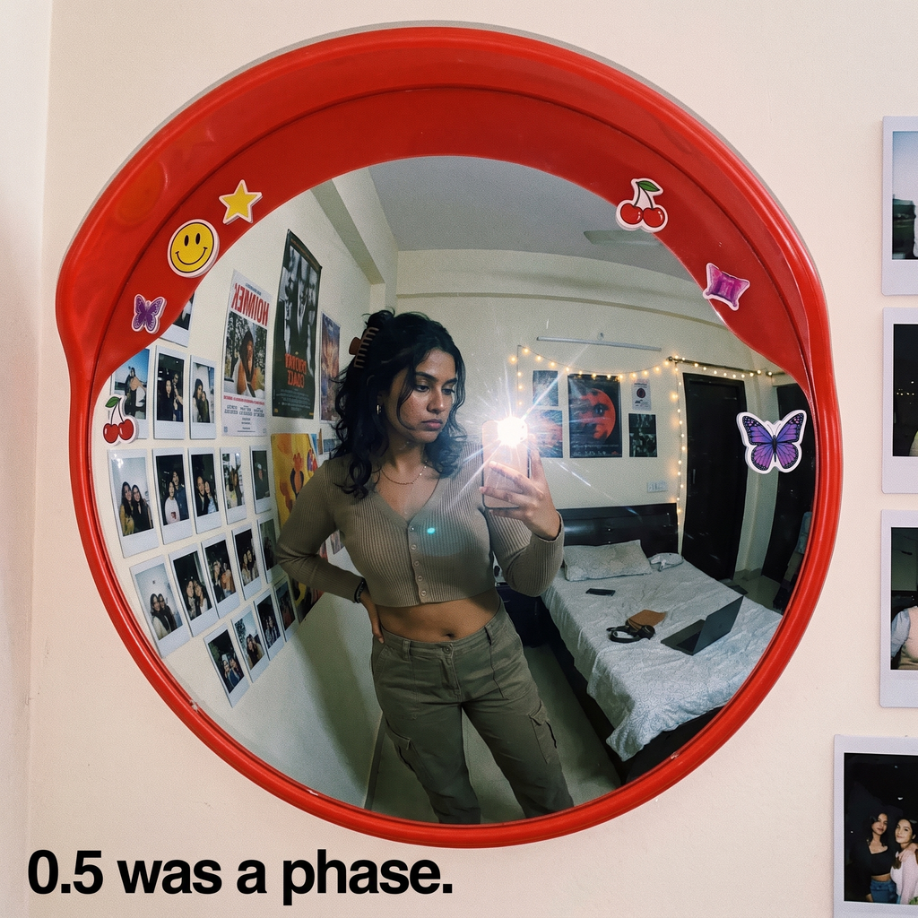 fisheye mirror selfie in the blindspot mirror