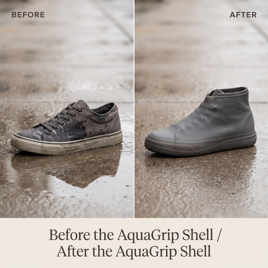 Before and after wearing the AquaGrip Shell
