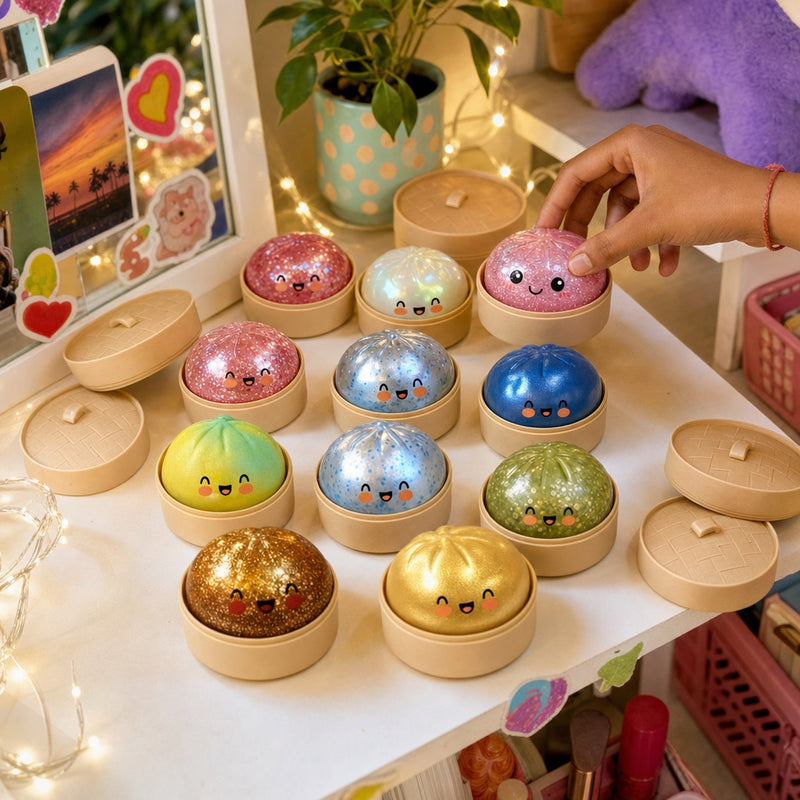 A shelf of collected dumplings