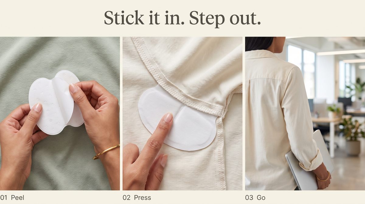 Peel, press inside the underarm seam, go